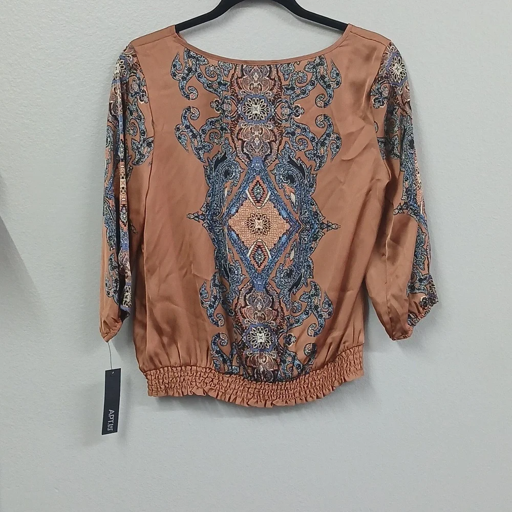 Nwt Apt. 9 Women's Brown Paisley Top Size Small Petite - Picture 7 of 7